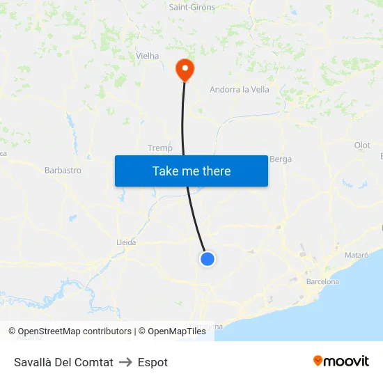 Savallà Del Comtat to Espot map