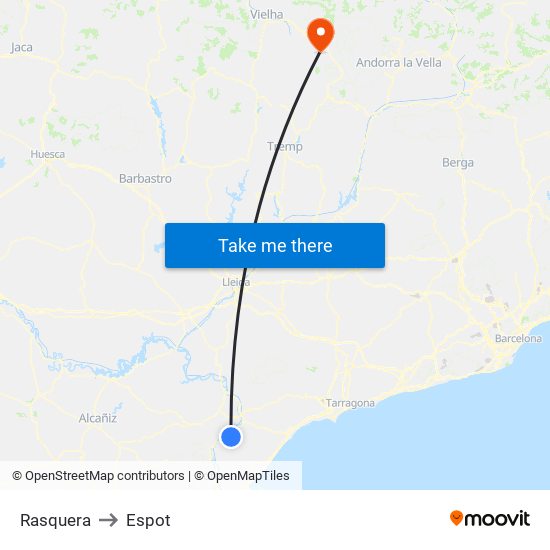 Rasquera to Espot map