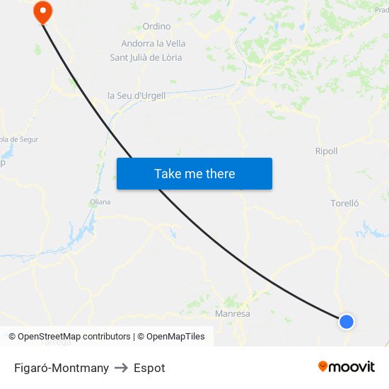 Figaró-Montmany to Espot map