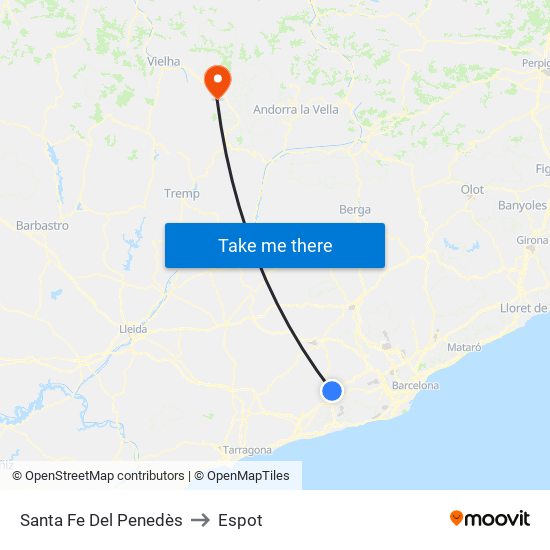 Santa Fe Del Penedès to Espot map