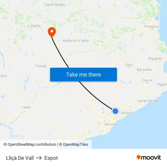 Lliçà De Vall to Espot map