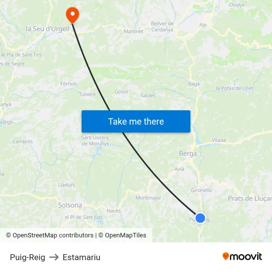 Puig-Reig to Estamariu map