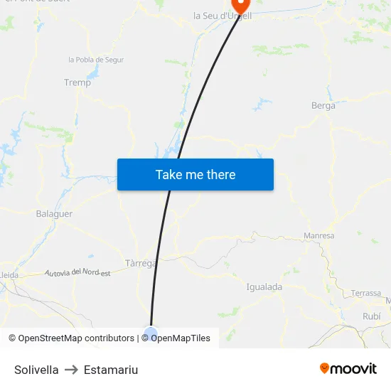 Solivella to Estamariu map