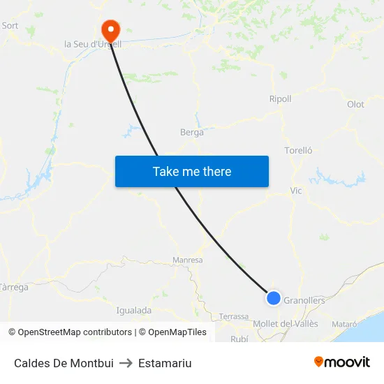 Caldes De Montbui to Estamariu map