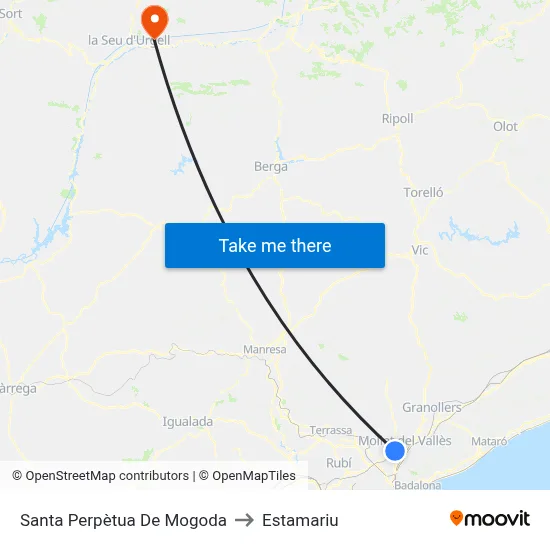 Santa Perpètua De Mogoda to Estamariu map