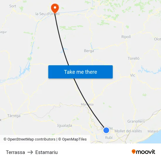 Terrassa to Estamariu map