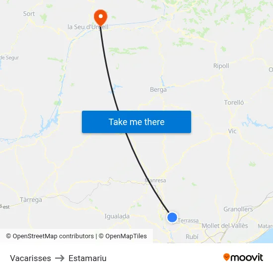 Vacarisses to Estamariu map