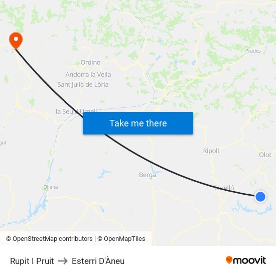 Rupit I Pruit to Esterri D'Àneu map