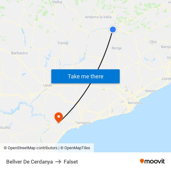 Bellver De Cerdanya to Falset map