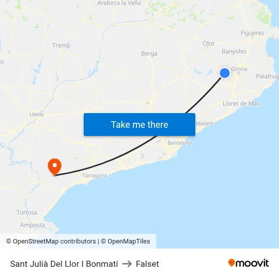 Sant Julià Del Llor I Bonmatí to Falset map