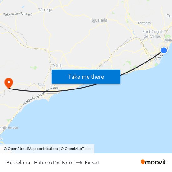 Barcelona - Estació Del Nord to Falset map