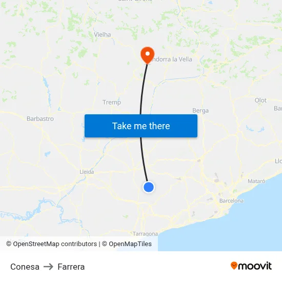 Conesa to Farrera map