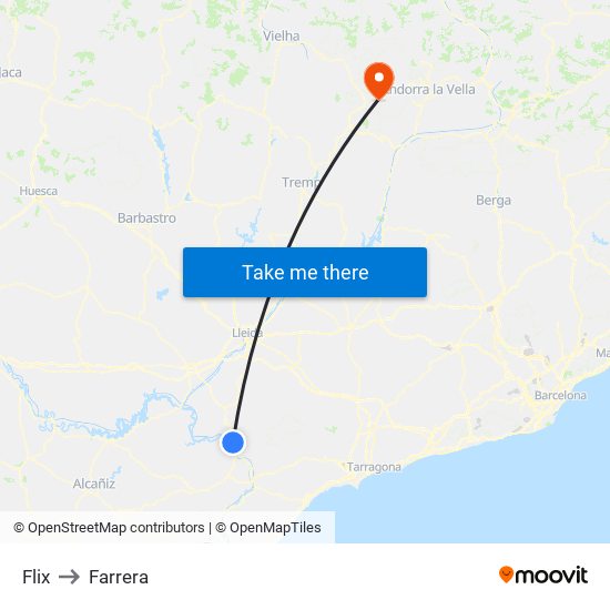 Flix to Farrera map