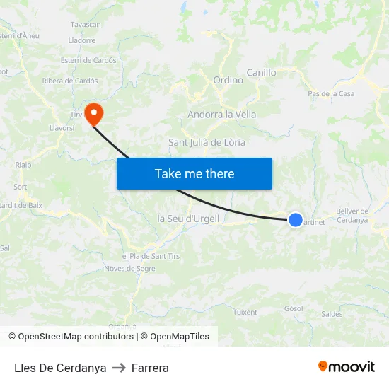 Lles De Cerdanya to Farrera map