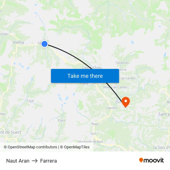 Naut Aran to Farrera map