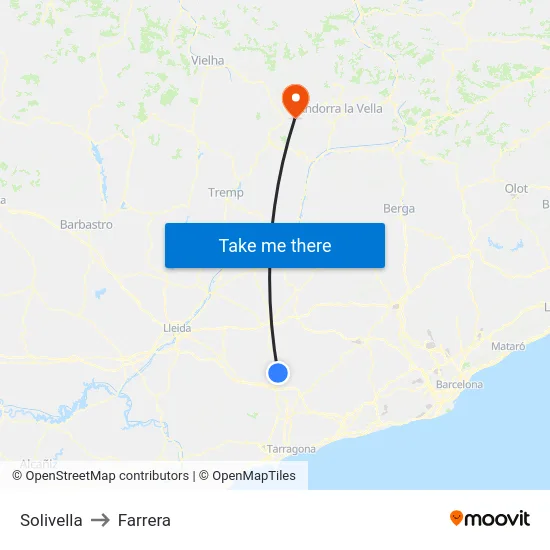 Solivella to Farrera map