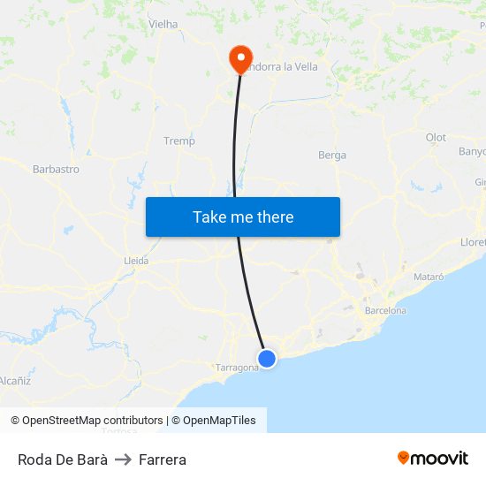 Roda De Barà to Farrera map