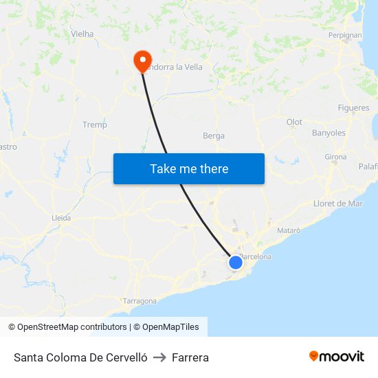 Santa Coloma De Cervelló to Farrera map