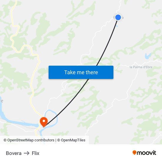 Bovera to Flix map