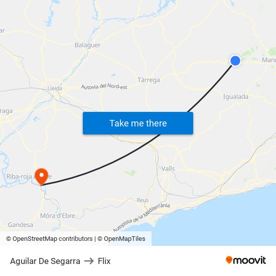 Aguilar De Segarra to Flix map