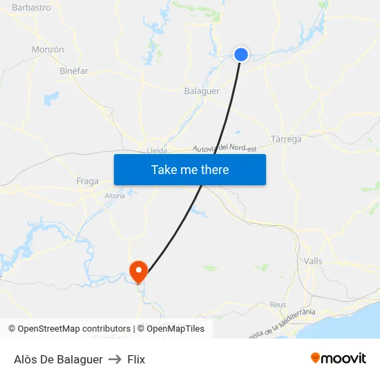 Alòs De Balaguer to Flix map