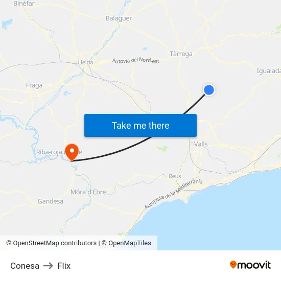 Conesa to Flix map