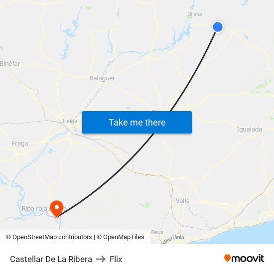 Castellar De La Ribera to Flix map