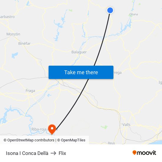 Isona I Conca Dellà to Flix map