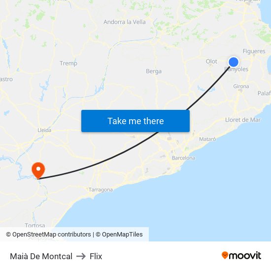 Maià De Montcal to Flix map