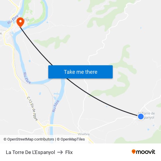 La Torre De L'Espanyol to Flix map