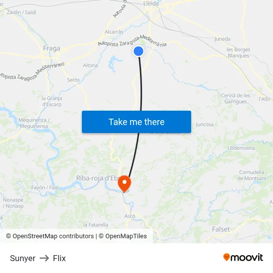 Sunyer to Flix map