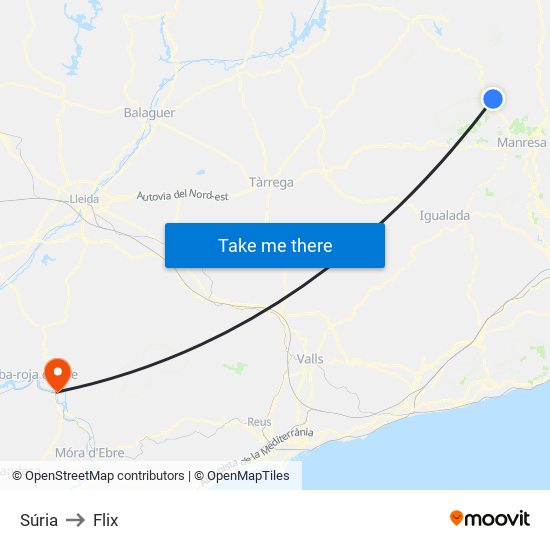 Súria to Flix map