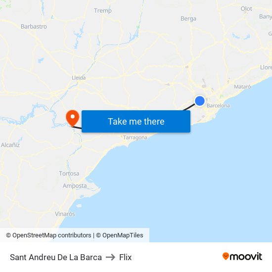Sant Andreu De La Barca to Flix map