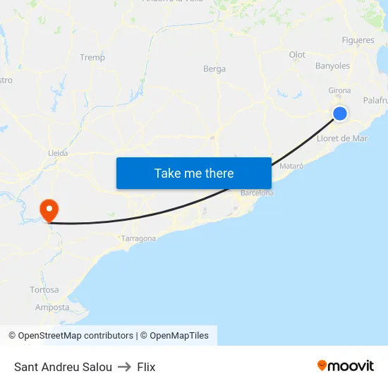 Sant Andreu Salou to Flix map