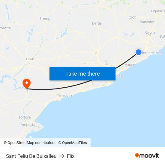 Sant Feliu De Buixalleu to Flix map