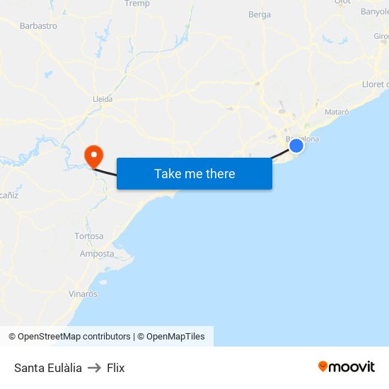 Santa Eulàlia to Flix map