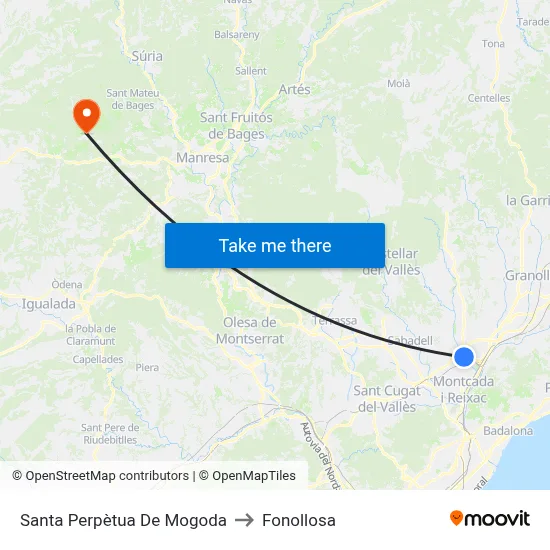 Santa Perpètua De Mogoda to Fonollosa map