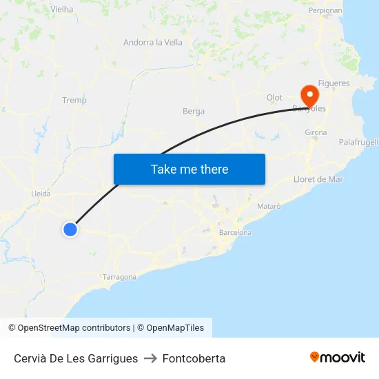 Cervià De Les Garrigues to Fontcoberta map