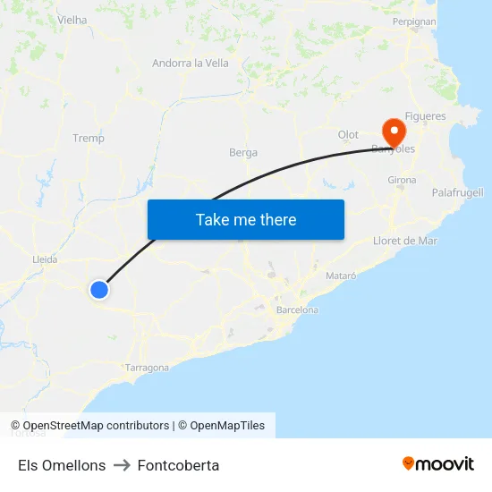 Els Omellons to Fontcoberta map