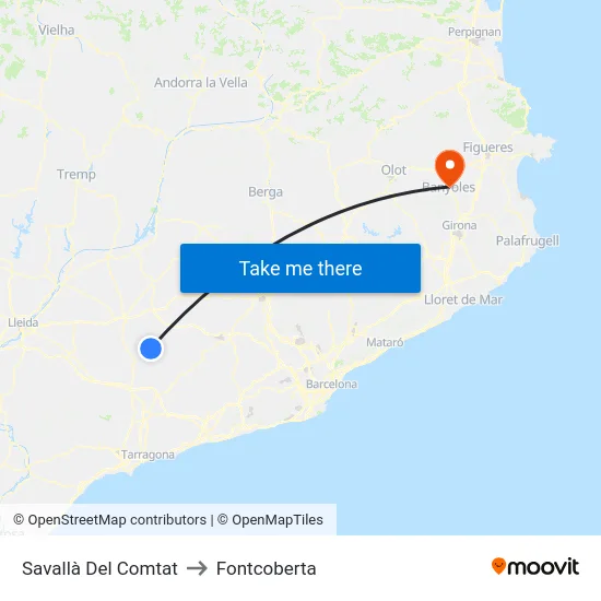 Savallà Del Comtat to Fontcoberta map