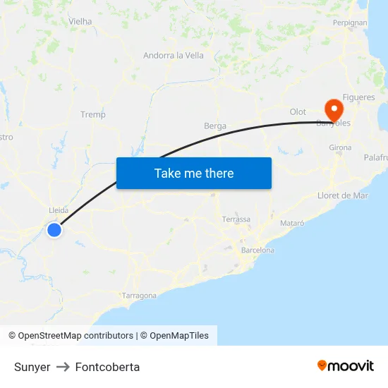 Sunyer to Fontcoberta map