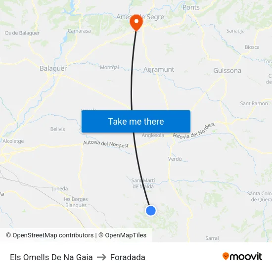 Els Omells De Na Gaia to Foradada map