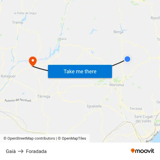 Gaià to Foradada map