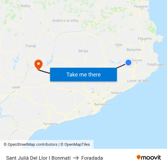 Sant Julià Del Llor I Bonmatí to Foradada map