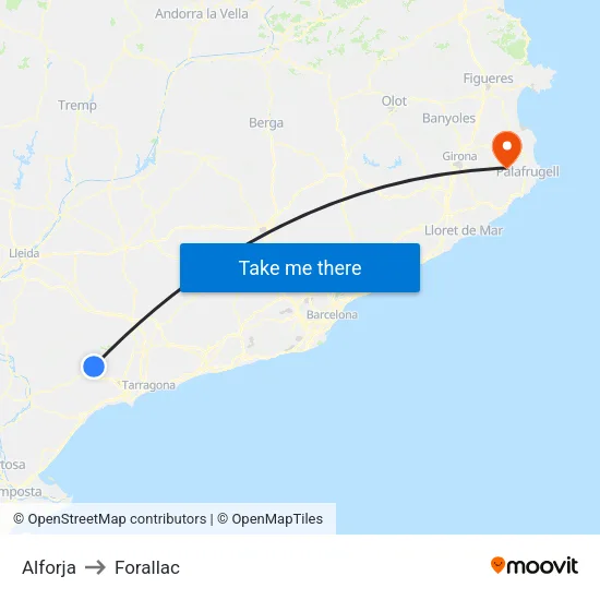 Alforja to Forallac map