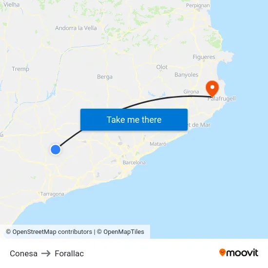 Conesa to Forallac map