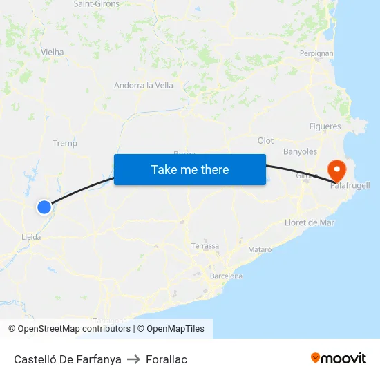 Castelló De Farfanya to Forallac map