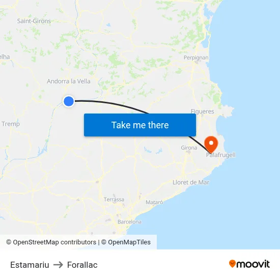 Estamariu to Forallac map