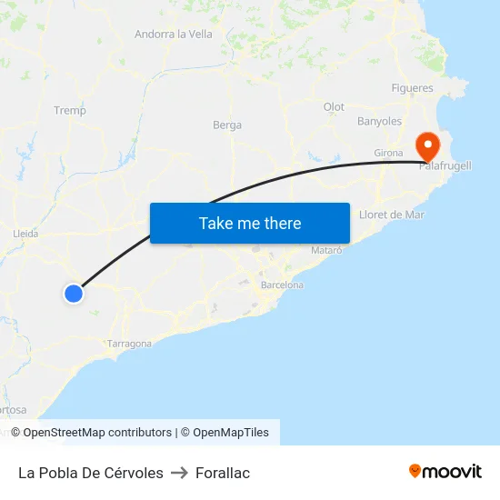 La Pobla De Cérvoles to Forallac map