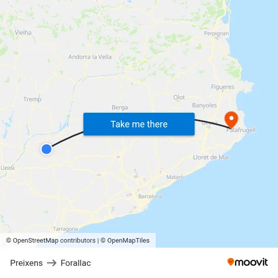 Preixens to Forallac map